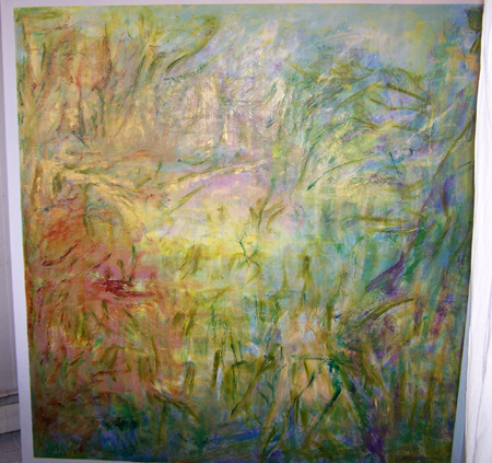 A Lara Chkhetiani oil, acrylic and paper on canvas
