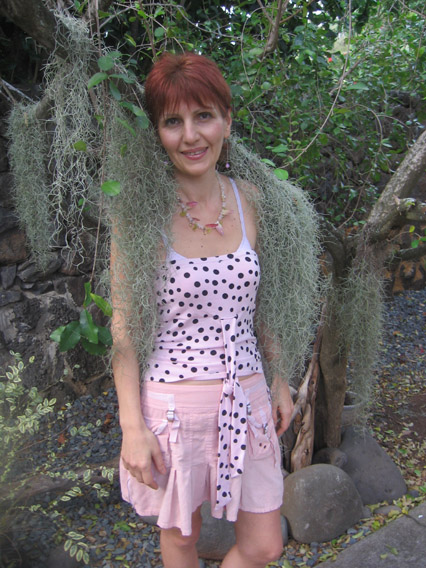 Lara standing in the vines at a park in Hawaii...