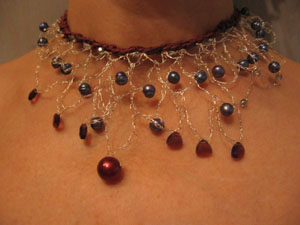 8. Pearls, Amethist on Fine Silver wire and leather