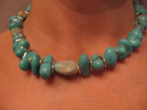 11. Necklace of Turquoise and silver beads with Turquoise clasp